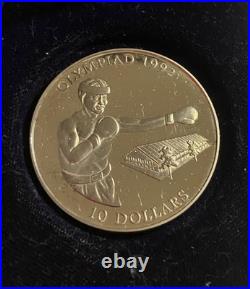 Solid Silver 1992 Olympic 10 Dollar Coin Boxing
