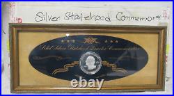 Solid Silver. 999 Pure 1/2 Troy LB Statehood Quarter Commemorative Coin Framed