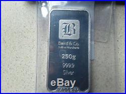 Solid Silver Bar 250g Baird&Co + a Cross 10kt rolled gold fountain pen 14ct nib
