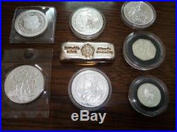 Solid Silver Bundle! 5oz Scottsdale Bar, 2x10z Britannia, 3x1oz mixed coins +++