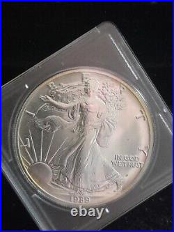 Solid Silver Coin 1989 1 oz American Silver Eagle Toning BU
