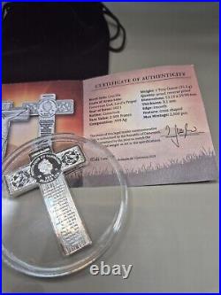 Solid Silver Crucifix 1oz Coin 2000 Francs With COA 2500 Minted