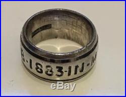Solid Silver Enamel Antique Victorian Mourning Memorial Ring 1883 M. E. B Size 7