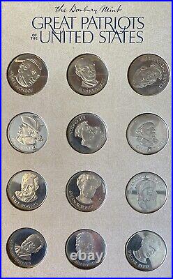 Solid Silver Great Patriots Of The United States Of America Rounds Danbury Mint