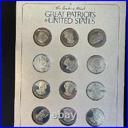 Solid Silver Great Patriots Of The United States Of America Rounds Danbury Mint