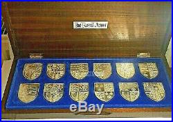 Solid Silver Ingots Cased Set X 12 Ltd/ed The Royal Arms, 580. Grams Danbury Mint