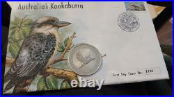 Solid Silver Kookaburra 1oz Coin 999 Silver In First Day Cover