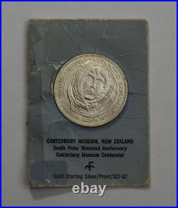 Solid Silver New Zealand Museum Canterbury South Pole Diamond Anniversary Coin