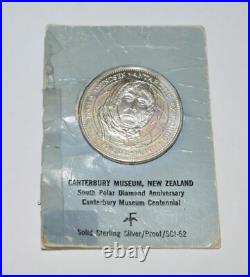 Solid Silver New Zealand Museum Canterbury South Pole Diamond Anniversary Coin