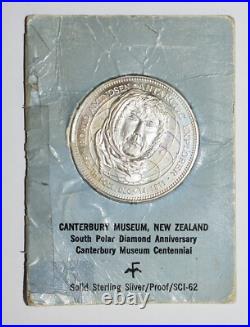 Solid Silver New Zealand Museum Canterbury South Pole Diamond Anniversary Coin