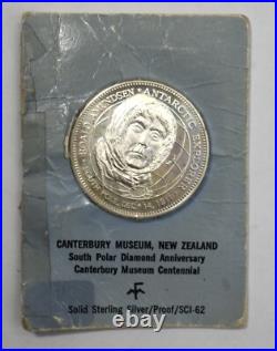 Solid Silver New Zealand Museum Canterbury South Pole Diamond Anniversary Coin
