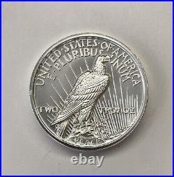 Solid Silver Peace Dollar Bullion Round 2 troy ounces Pure. 999 Silver