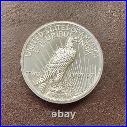 Solid Silver Peace Dollar Bullion Round 2 troy ounces Pure. 999 Silver