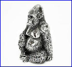 Solid Sterling Silver Bullion Gorilla Figure Hallmarked UK