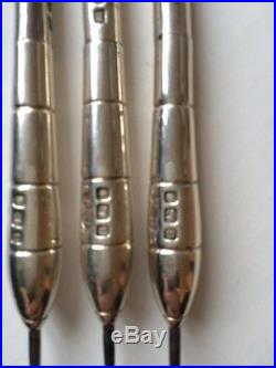 Solid silver players darts Vintage Hallmarked Barrels and Stems