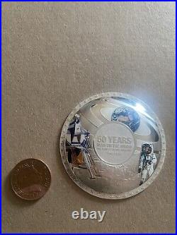 Solomon Islands 5 Dollar 50g Solid Silver 50 years man on the moon