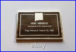 State Of New Mexico Solid Sterling Silver Zia Flag Art Bar Franklin Mint