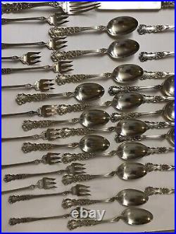 Sterling Silver Set Flatware Gorham Buttercup 62 Pieces Antque