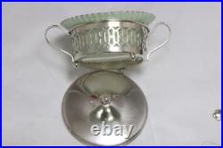 Sterling Silver Set of 6 Boullion Bowls withLids and Porcelain Inserts