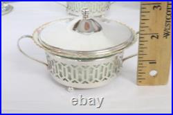 Sterling Silver Set of 6 Boullion Bowls withLids and Porcelain Inserts