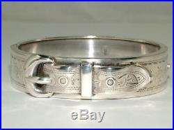 Stunning 1887 Victorian Solid Sterling Silver Buckle Bangle Bracelet Chester