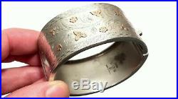Stunning Antique Victorian Gold & Solid Aesthetic Gorgeous Wide Bangle 1862