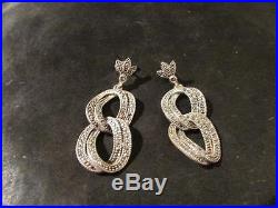 Stunning Art Deco Quality Solid Silver & Marcasite Drop Earrings
