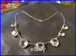 Stunning Edwardian Solid Silver & Diamond Paste Articulated Drop Necklace