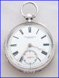Stunning Fattorini and Sons Bradford waltham Solid Silver 7j size18 pocket watch