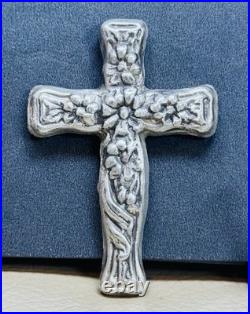 Stunning Ornate Cross? (2) Troy Ounces. 999 Fine Solid Silver? Mk Barz