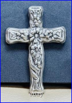 Stunning Ornate Cross? (2) Troy Ounces. 999 Fine Solid Silver? Mk Barz