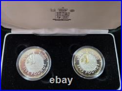 Stunning Pair Of Cased Proof Solid Silver Coins