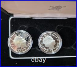 Stunning Pair Of Cased Proof Solid Silver Coins