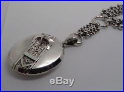 Stunning Victorian HUGE heavy solid silver buckle / garter locket and collar 84g