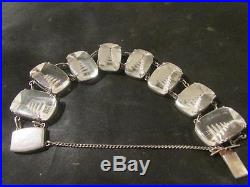 Stunning Vintage Quality Japanese Solid Silver Carved Crystal Pagoda Bracelet