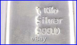 Superb METALOR 1 Kilo 999.0 SOLID SILVER Ingot Bullion Bar Switzerland K281930