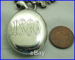 Superb Rare Victorian Heavy Solid Silver Collarette Necklace And Locket