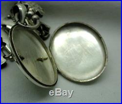 Superb Rare Victorian Heavy Solid Silver Collarette Necklace And Locket