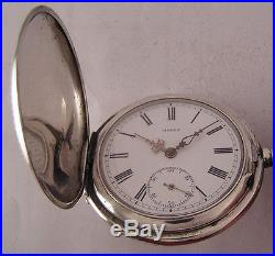 Swiss MEDEA'1890 Antique SOLID SILVER Hunter Pocket Watch Perfect Serviced