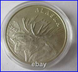 THE MOOSE ALASKA MINT 19981ozt. 999 SOLID SILVER ART ROUND PROOF