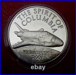 THE SPIRIT OF COLUMBIA SPACE SHUTTLE ROUND 1 Troy oz. 999 Fine Solid Silver