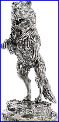 TIMBER WOLF PREDATOR'S PRINT SERIES, 3D STATUE 8 Oz Solid Silver Statue, COA
