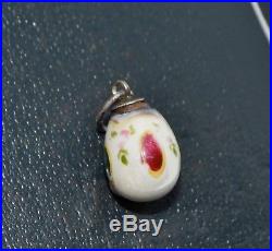 TINY Hallmarked Russian SOLID SILVER & ENAMEL Egg Pendant / Charm Antique