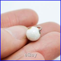 TINY Hallmarked Russian SOLID SILVER & ENAMEL Egg Pendant / Charm Antique