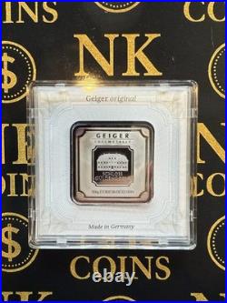 TONED! Geiger 50 grams Fine Silver. 999 Square Bar in Assay Toning