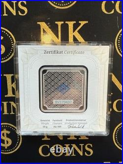TONED! Geiger 50 grams Fine Silver. 999 Square Bar in Assay Toning