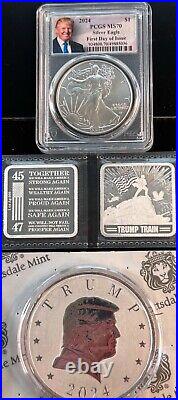 TRUMP 0.999 SILVER (8oz) COLLECTORS BUNDLE ALL DISCONTINUED PRICELESS