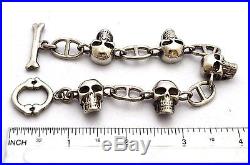 Taxco, Mexican Solid 925 Sterling Silver Skull Bracelet, 70 g, 18 cm, 7.1