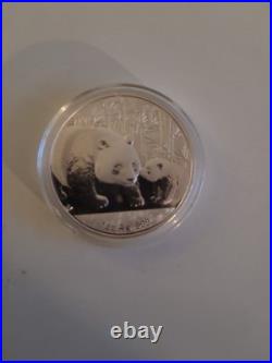 The 2011 Solid Silver 10 Yuan Chinese Panda Coin 1oz Fine 999 Silver In Capsule