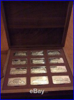 The Birmingham Mint Royal Palaces 12 Solid Sterling Silver Ingots in Walnut Case